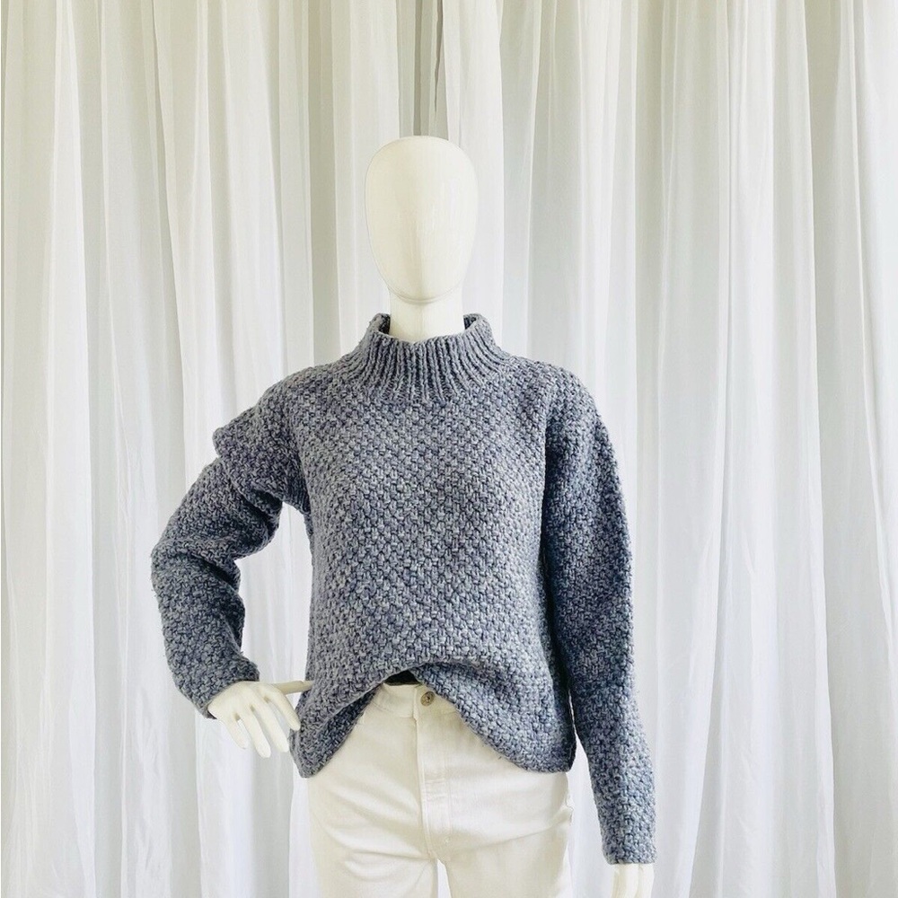 Indigenous Designs 100% Pure Wool Sweater – Blue Turtleneck Size S